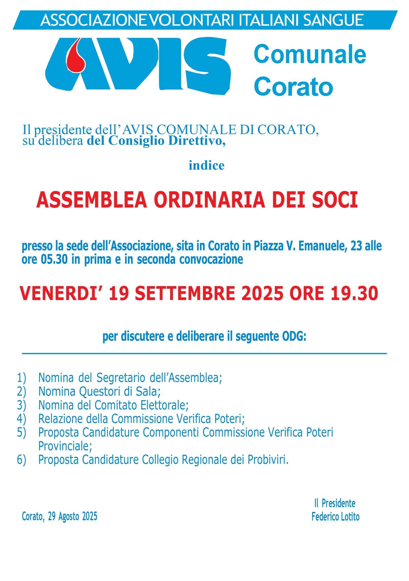 Assemblea Comunale Ordinaria degli Associati